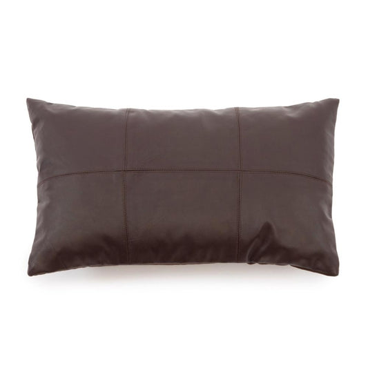 The Six Panel Leather Cushion Cover - Chocolate - 30x50
