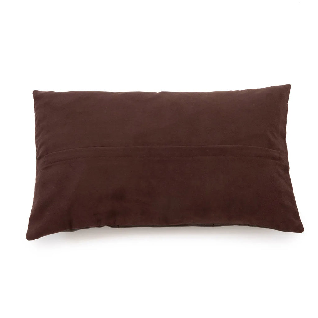 The Six Panel Leather Cushion Cover - Chocolate - 30x50