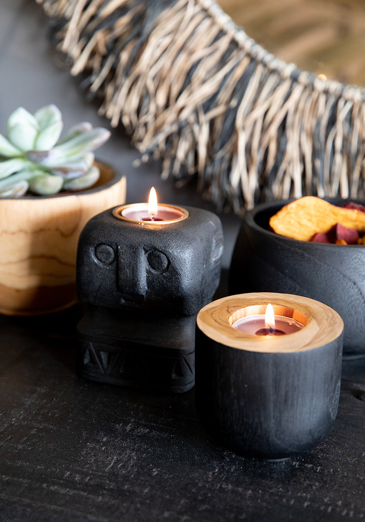 The Sumba Statue #26 Candle Holder - Black